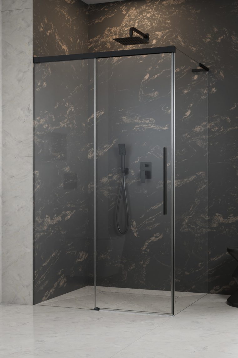 Radaway Idea 8 QL XL KDJ drzwi prysznicowe 51,7 cm rozsuwane czarny mat/szkło przezroczyste 10560517-54-01L