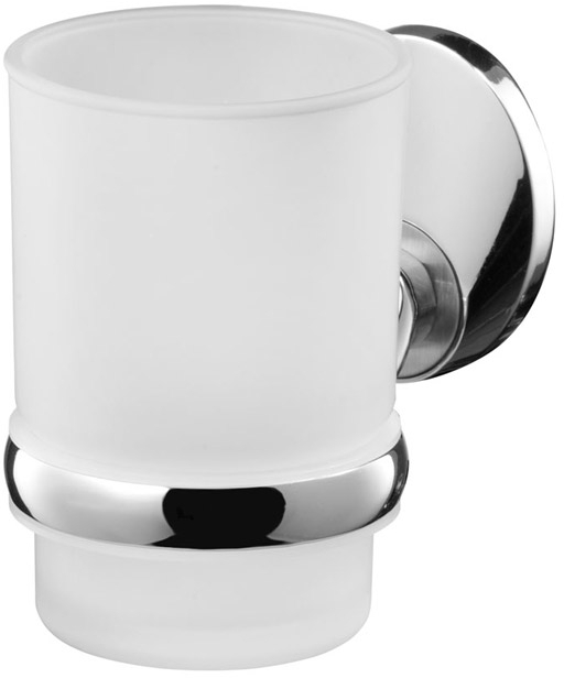 Bisk Emotion kubek do mycia zębów z uchwytem ściennym szkło mrożone/chrom 03104