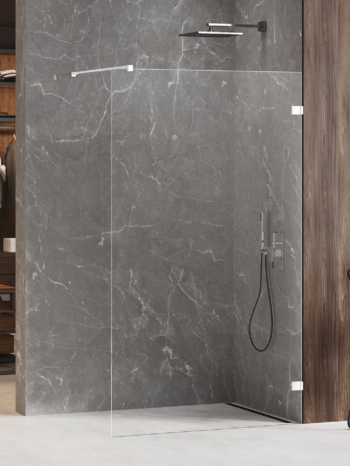 New Trendy Avexa White ścianka prysznicowa walk-in 100 cm biały mat/szkło przezroczyste EXK-2931