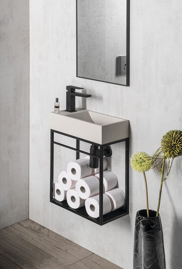 Sapho Crest konsola podumywalkowa 39,5x21,7x45 cm czarna AR402