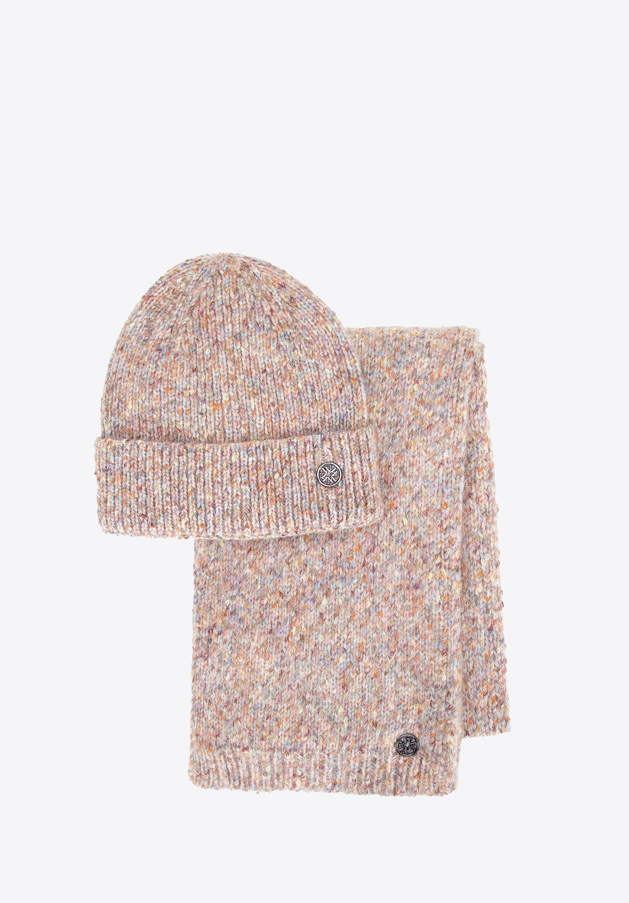 Komplet zimowy damski – czapka i szalik beżowy