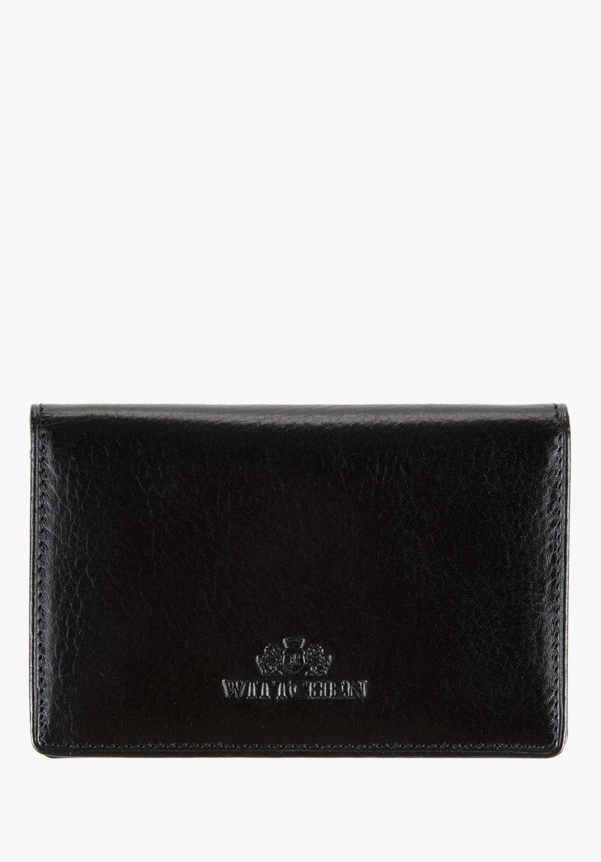 Etui na wizytówki skórzane poziome czarne