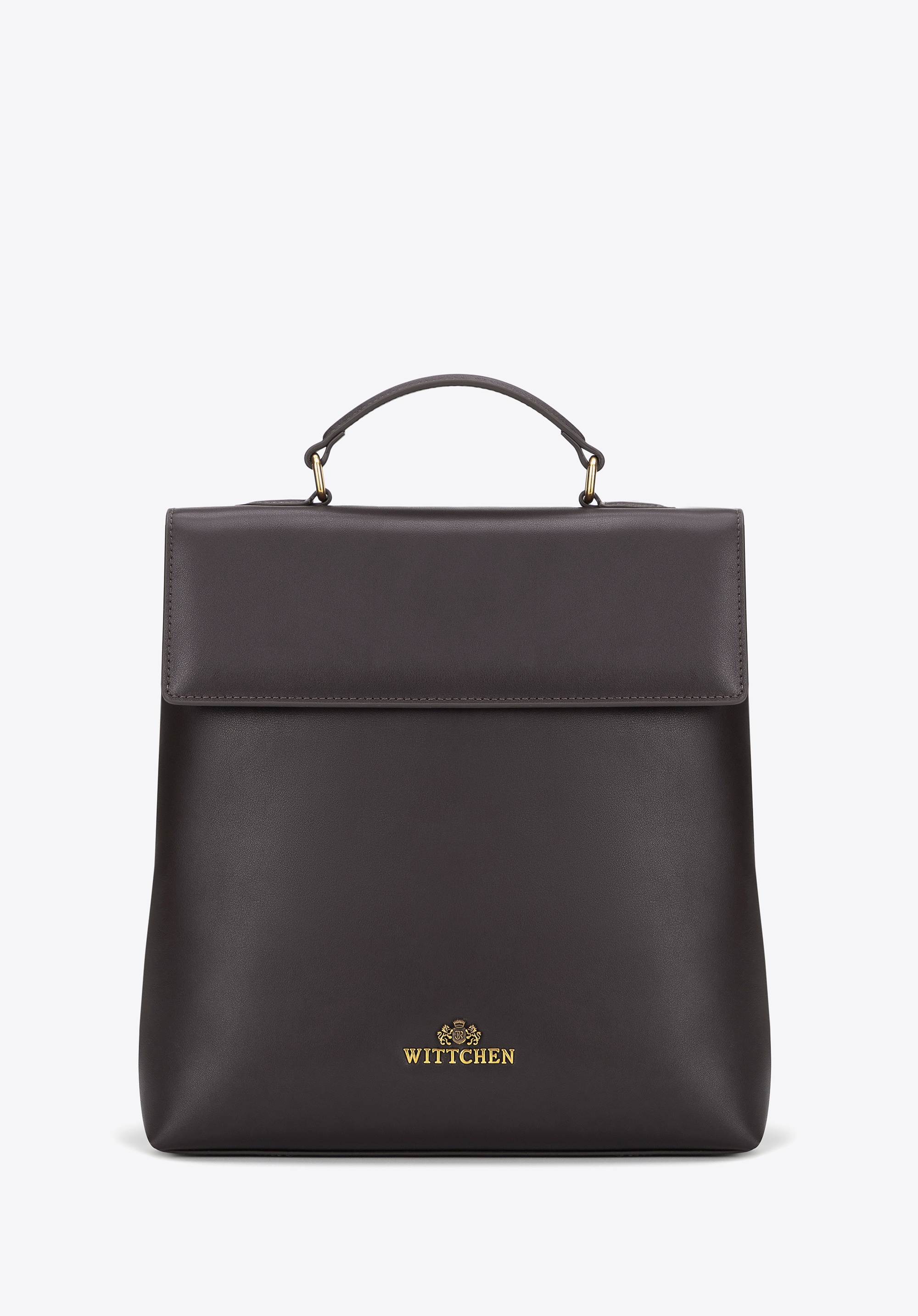 Damski plecak ze skóry naturalnej z klapą ciemny brąz