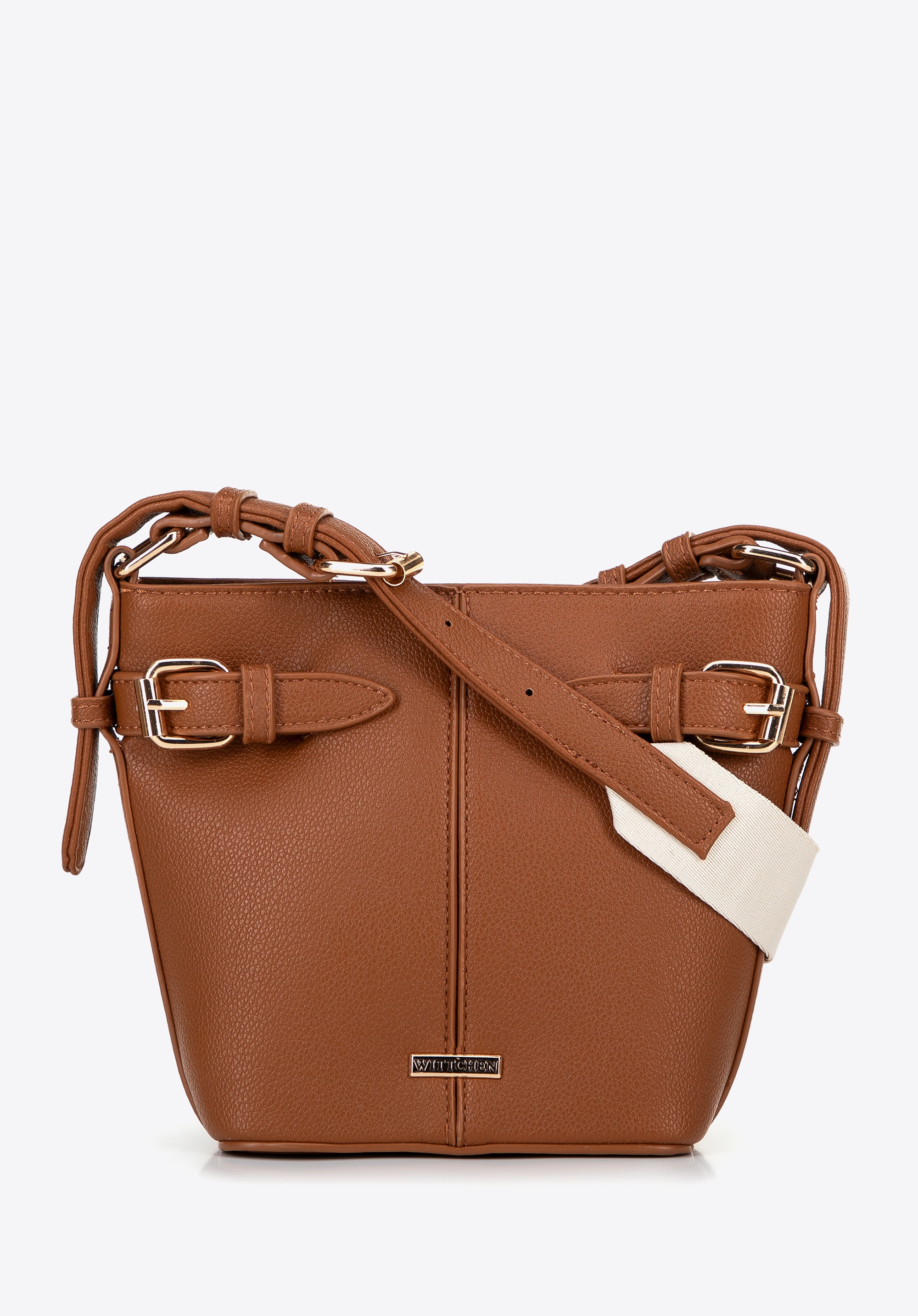 Mała torebka typu worek z ekoskóry brązowa