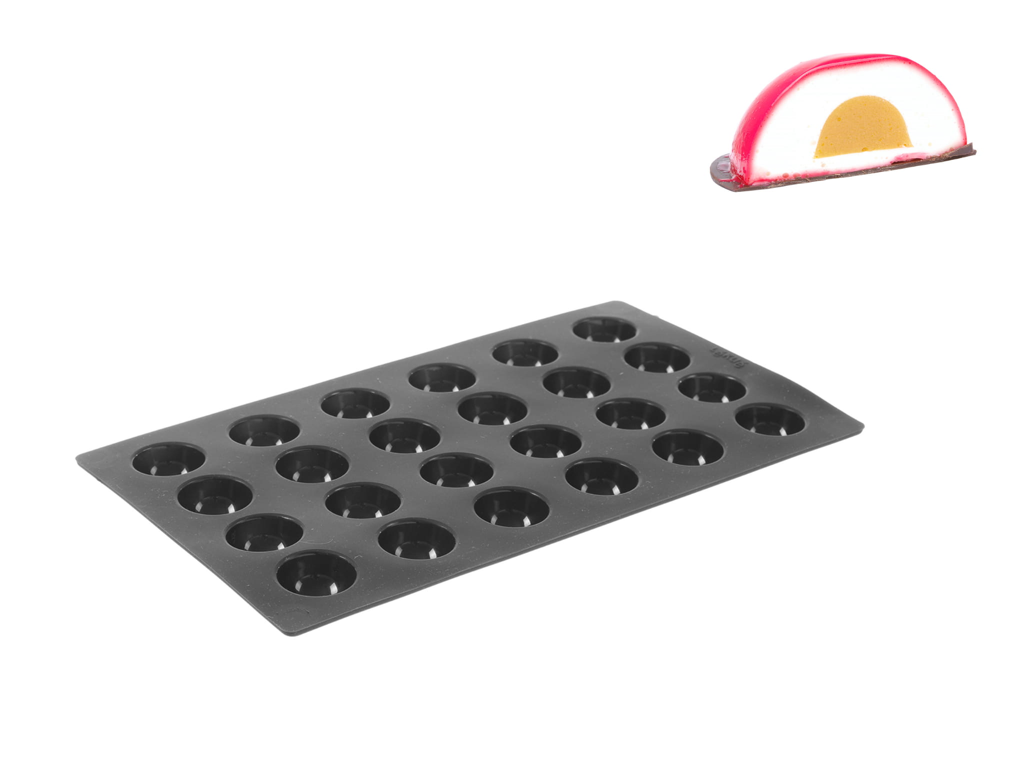 Forma silikonowa semi-sphere, monoporcje, 24 otwory