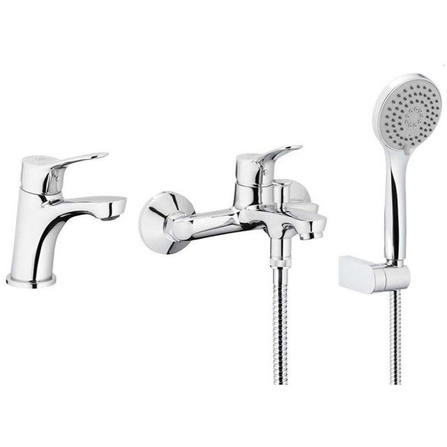 KFA Zestaw MORRIS bateria umywalkowa + wannowa + natrysk punktowy chr