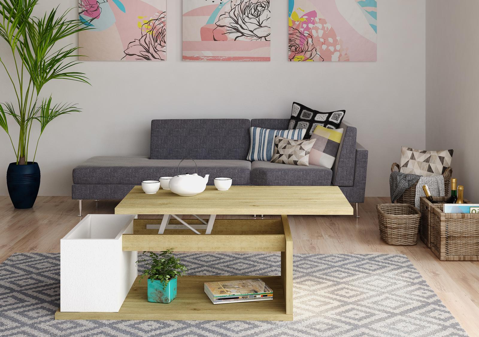 Rozkładany stolik kawowy Otawa - dąb blonde