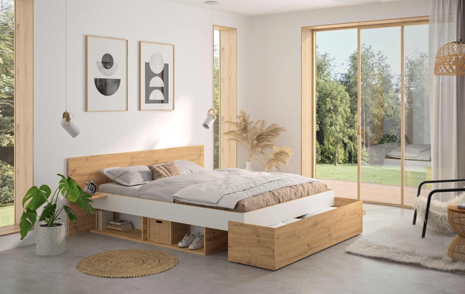 Łóżko podwójne ze schowkiem Modi-Ann