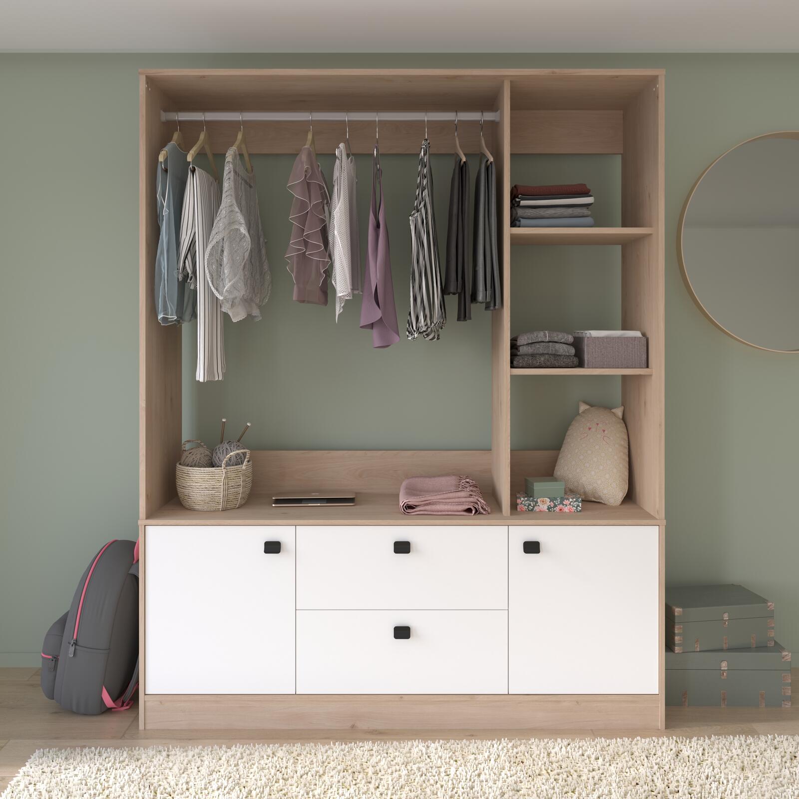 Otwarta szafa z komodą Sophia scandi