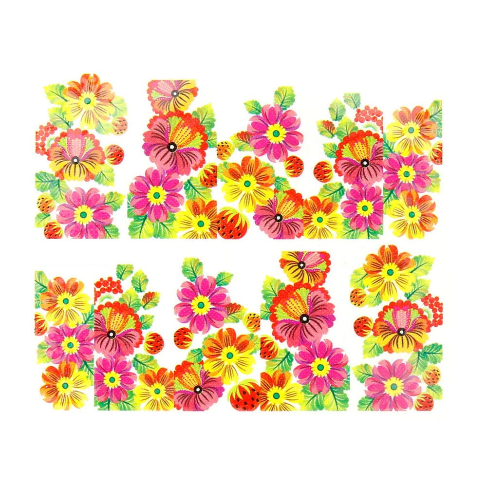 Naklejki wodne do paznokci arkusz 6,5 x 5,5cm na 10 palców Nr 1586