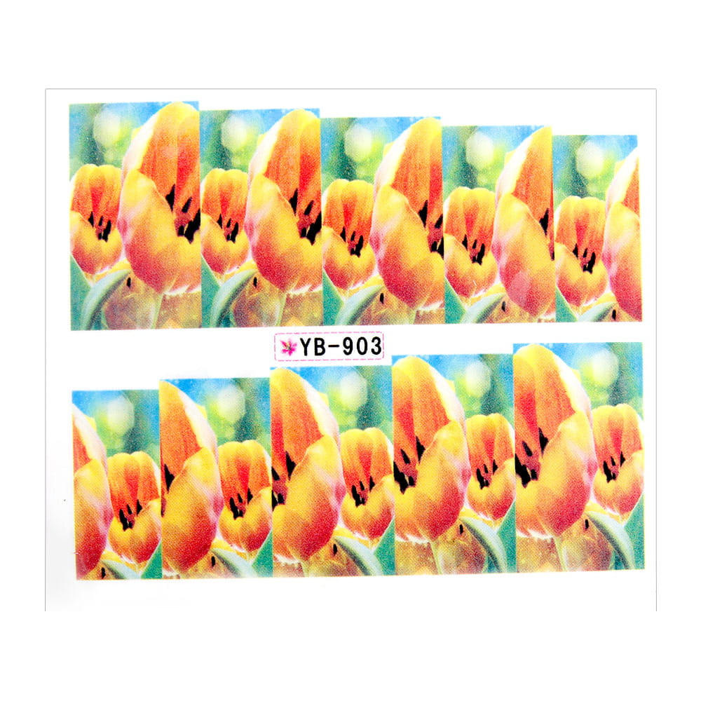 Naklejki wodne do paznokci arkusz 6,5 x 5,5 cm na 10 palców yb Nr 903