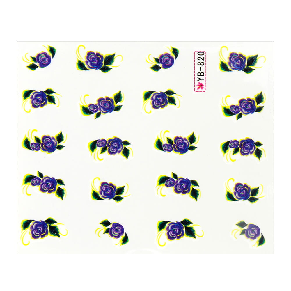 Naklejki wodne do paznokci kwiaty YB-820