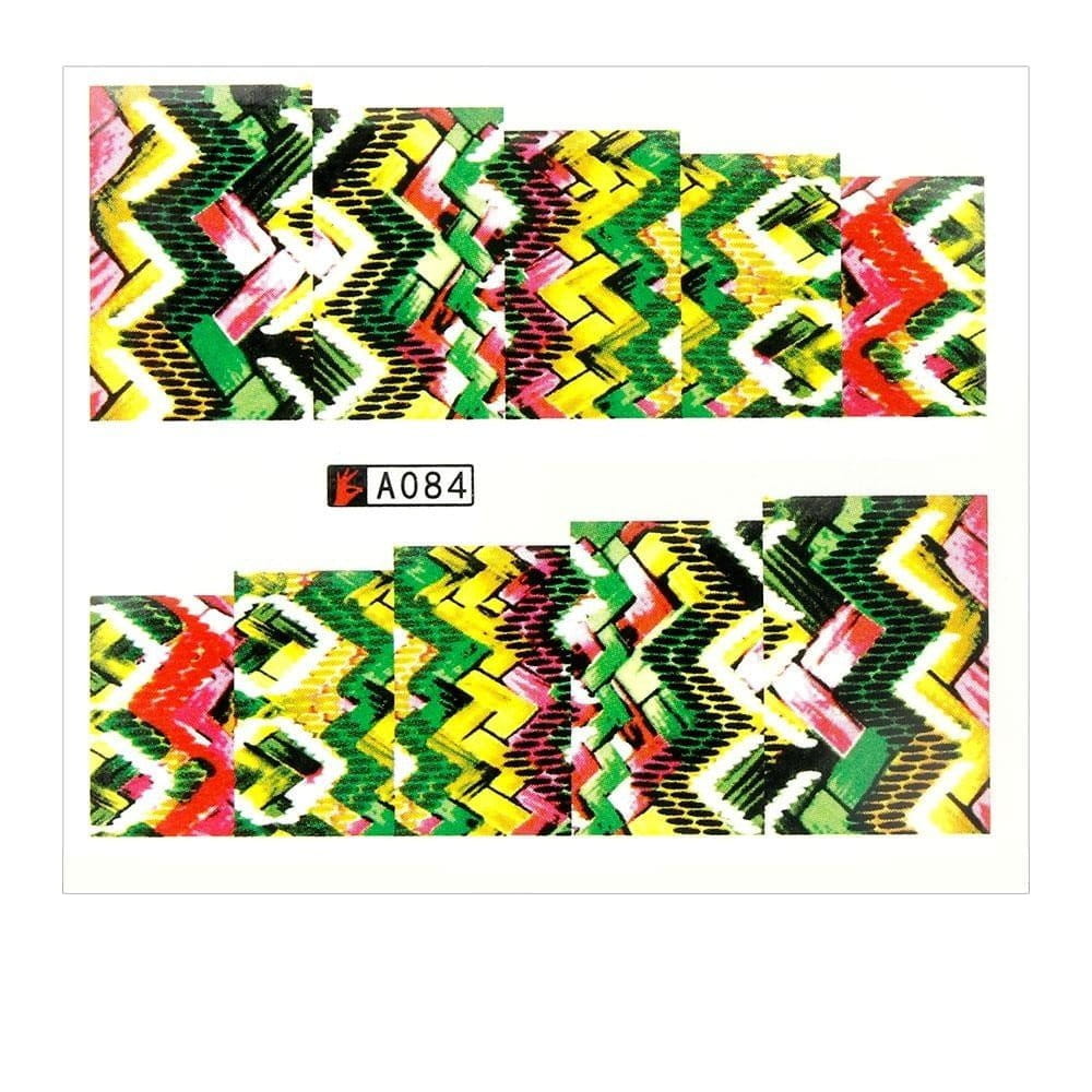 Naklejki wodne do paznokci arkusz 6,5 x 5,5 cm na 10 palców a Nr 084
