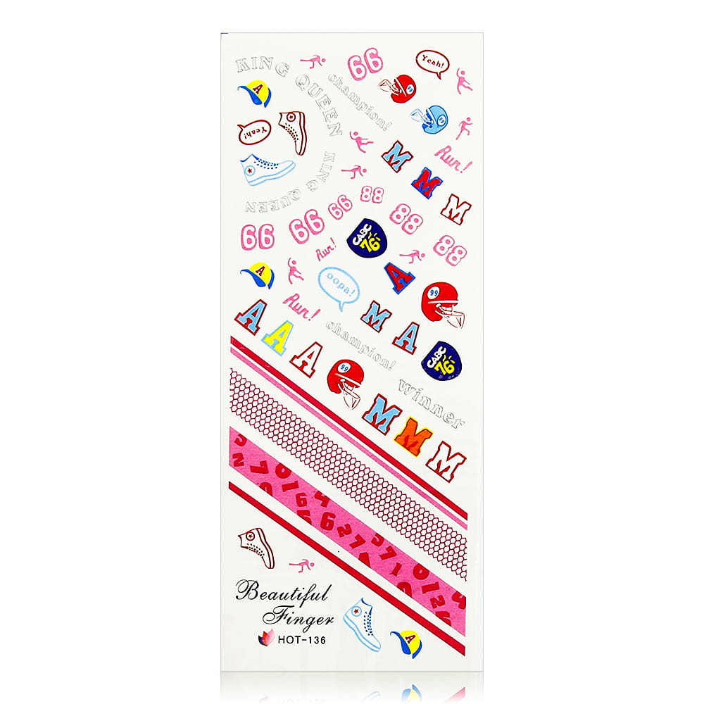 Naklejki wodne do paznokci arkusz 12,5 x 5,5 cm hot Nr 136