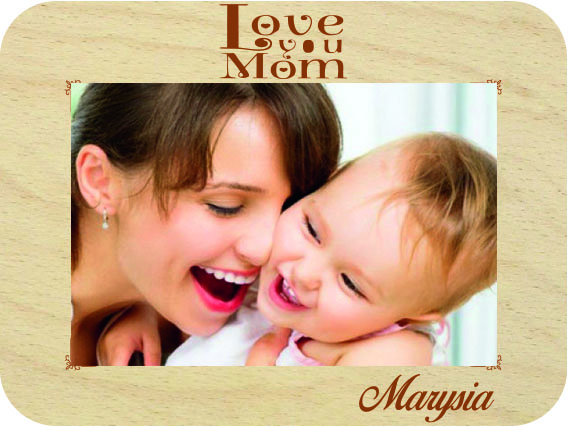 Prezent dla Mamy ramka na zdjęcie, drewniana kartka z życzeniami na Dzień Mamy IMIĘ grawer