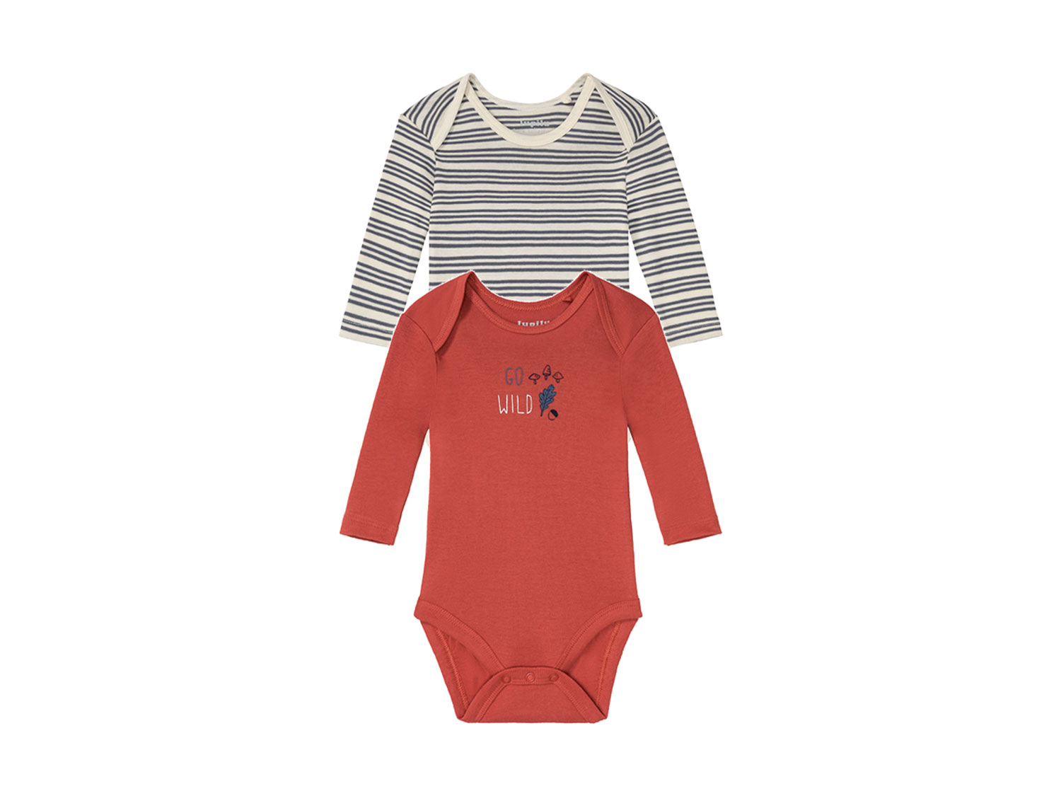 lupilu Body niemowlęce z biobawełny, 2 sztuki W paski/ brązowy, 50/56