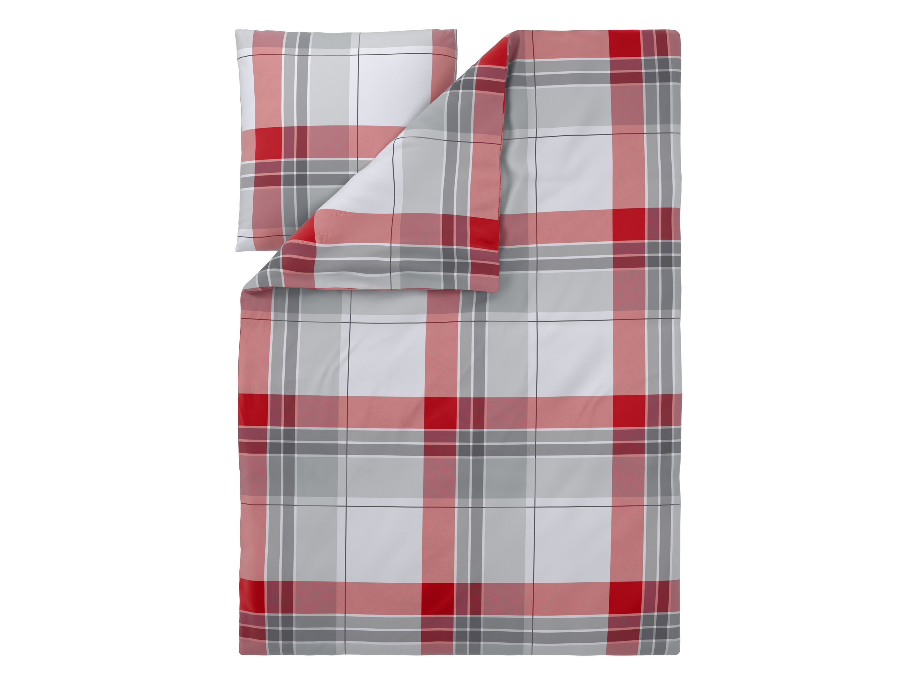 Livarno Pościel flanelowa z bawełną, 140 x 200 cm W kratkę/ czerwony/ szary