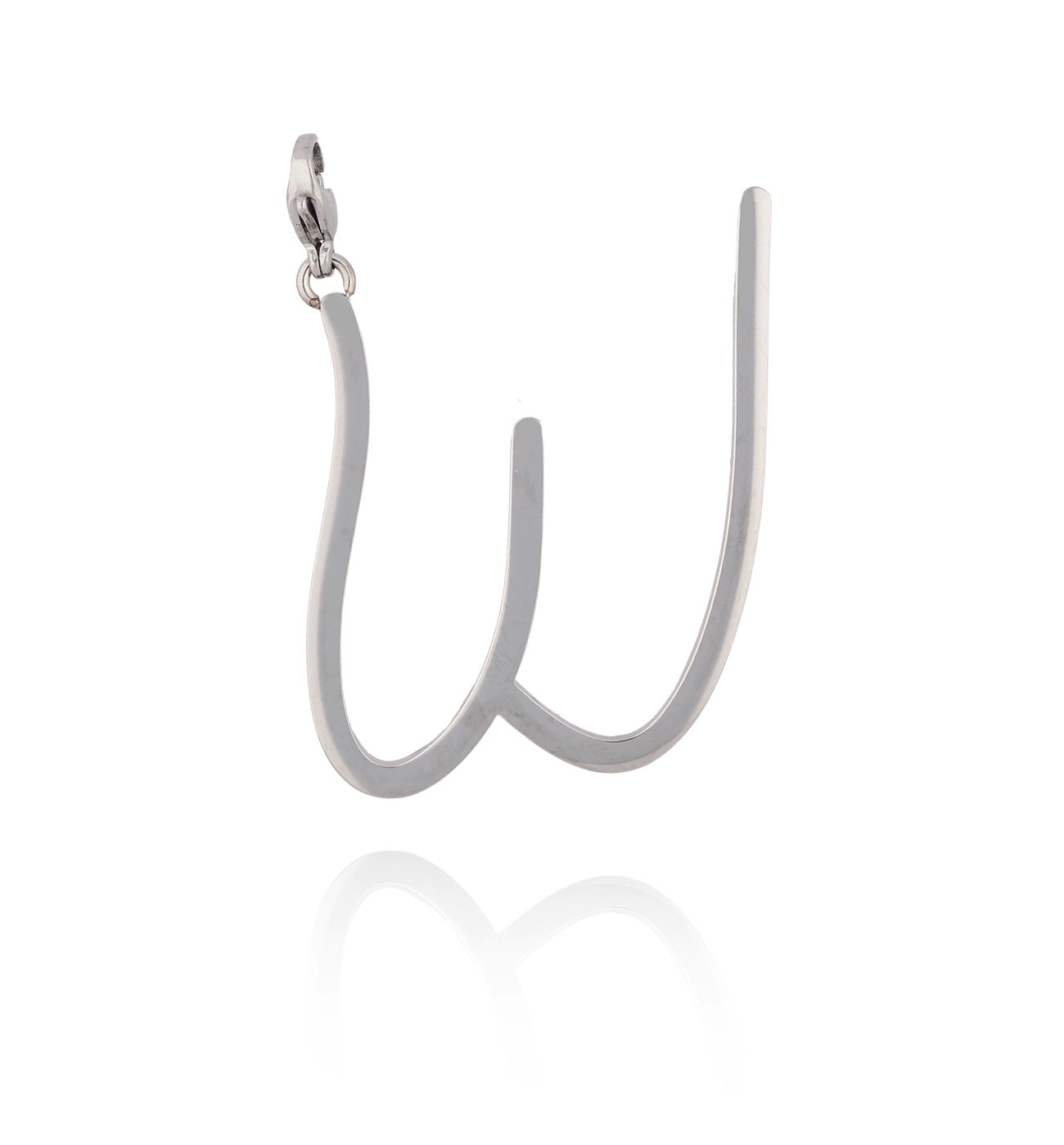 Zawieszka ze stali szlachetnej srebrna literka W Alphabet NAT0047