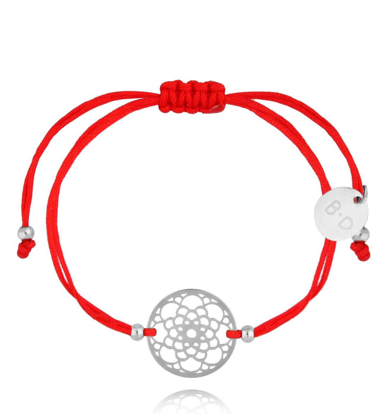 Bransoletka czerwona ze srebrną rozetką Farna BGL0979