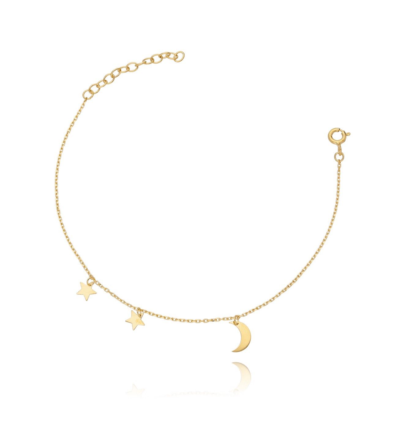 Bransoletka ze srebra pozłacanego księżyc gwiazdki - By Dziubeka