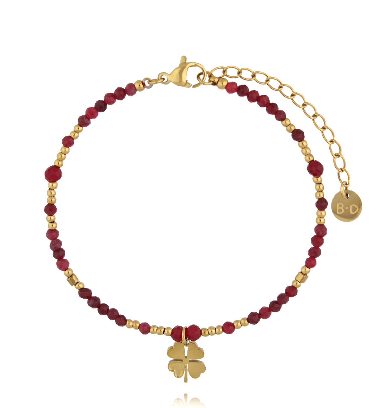 Bransoletka bordowa z koniczynką BTW3348