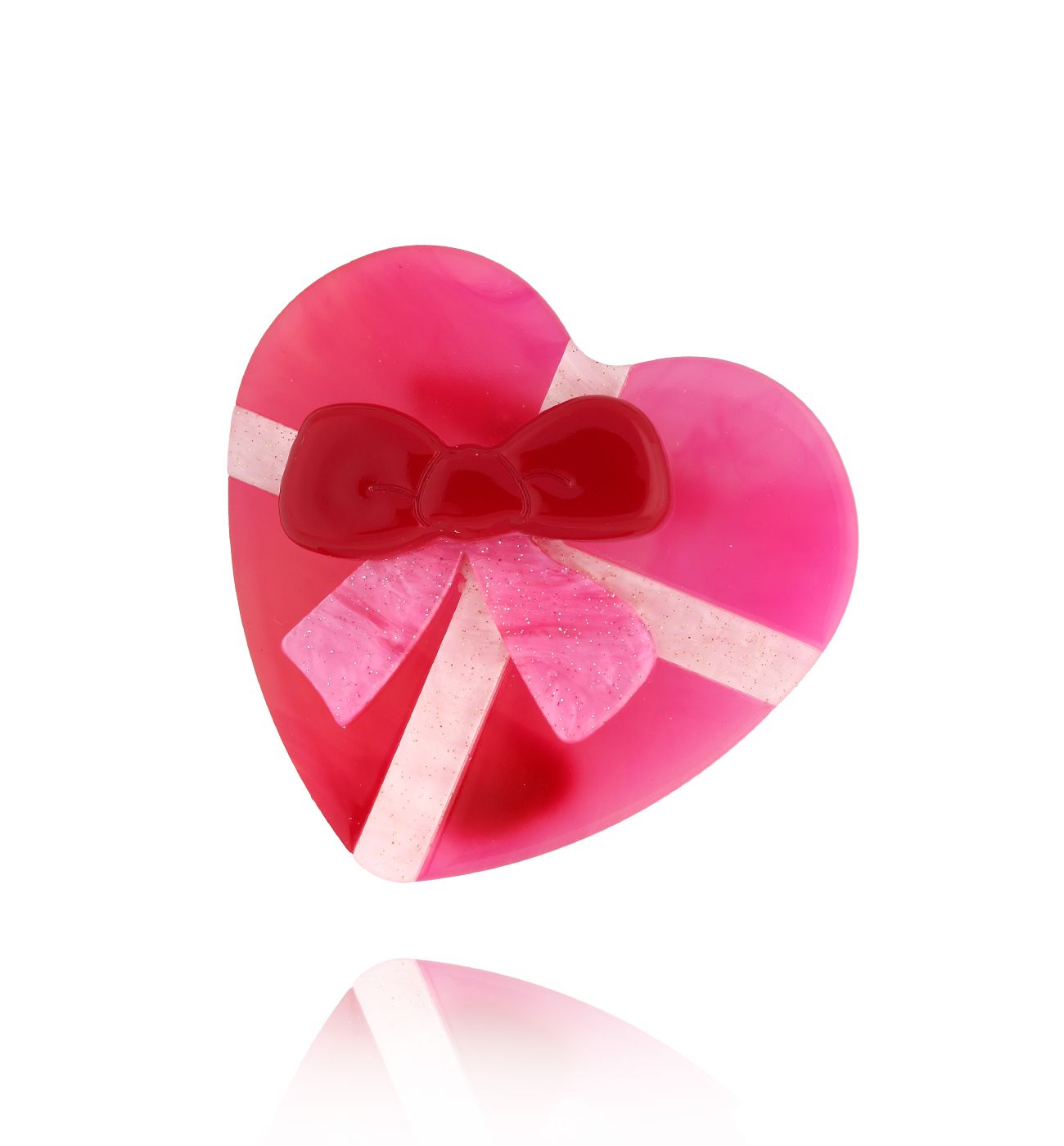 Broszka fuksjowa z sercem Always Love BRZA0049 - By Dziubeka