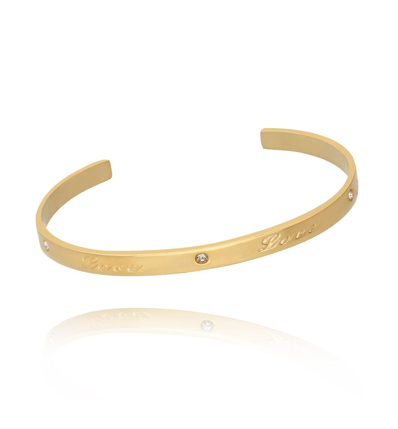 Bransoletka złota obręcz z cyrkoniami Love BSA0331