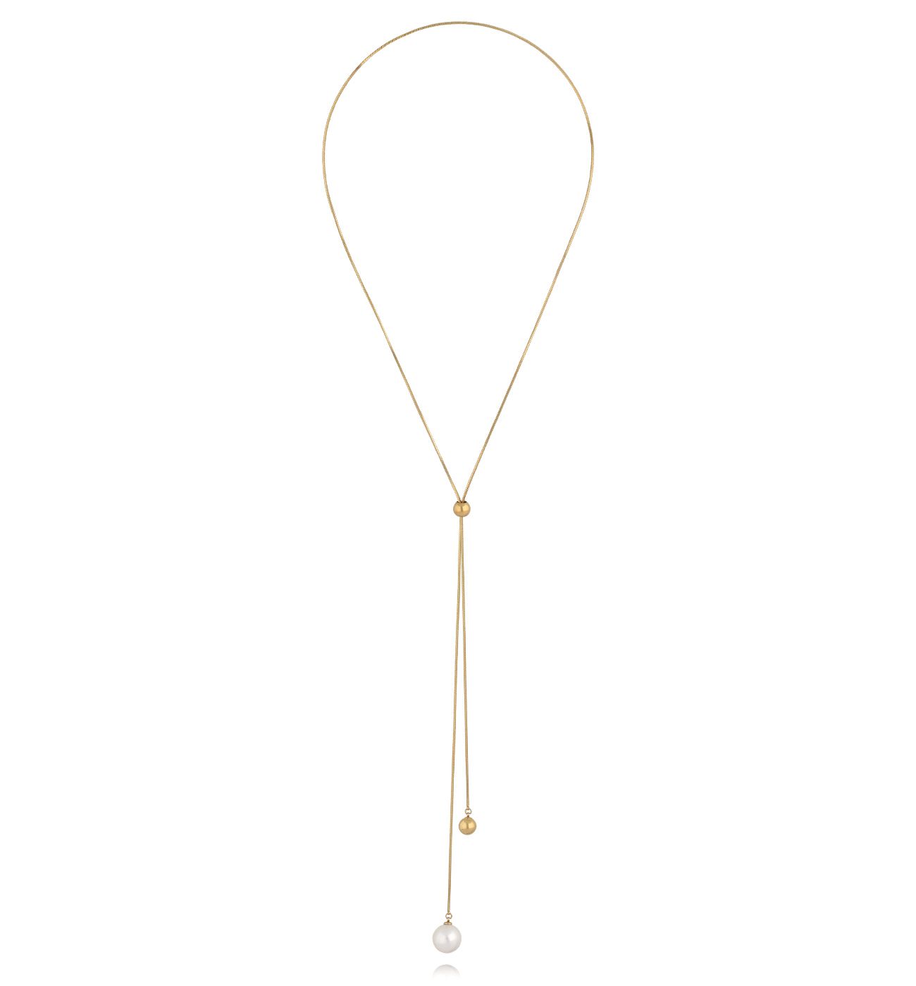 Naszyjnik z krawatką i perłą złoty NSY0503