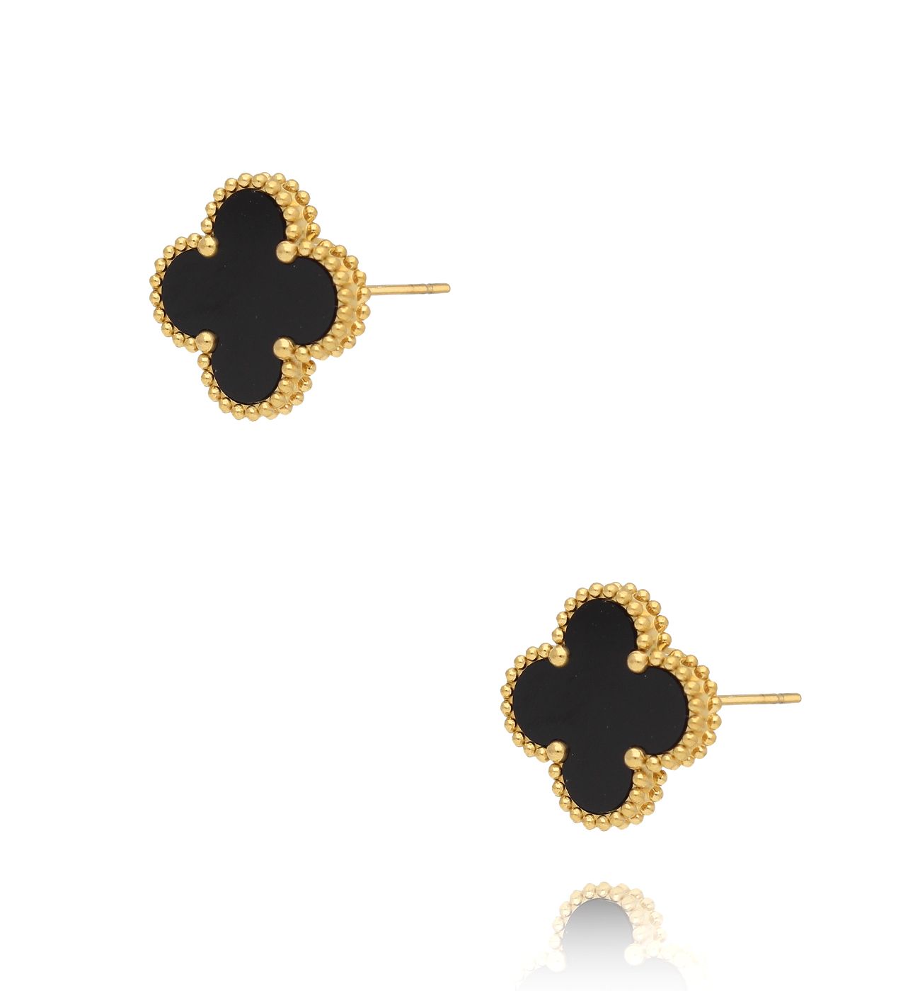 Kolczyki czarne koniczynki Clover KSY0169 - By Dziubeka