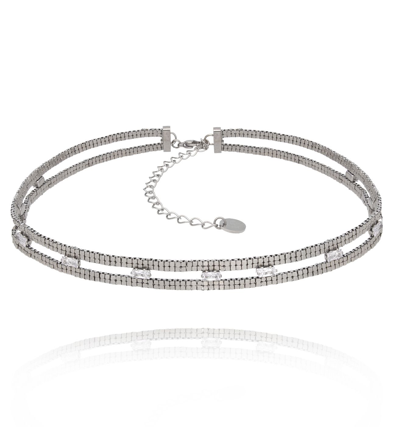 Naszyjnik obroża srebrny NSA1453