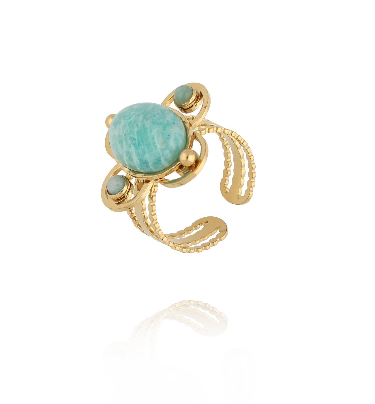 Pierścionek z amazonitem złoty PEA0067