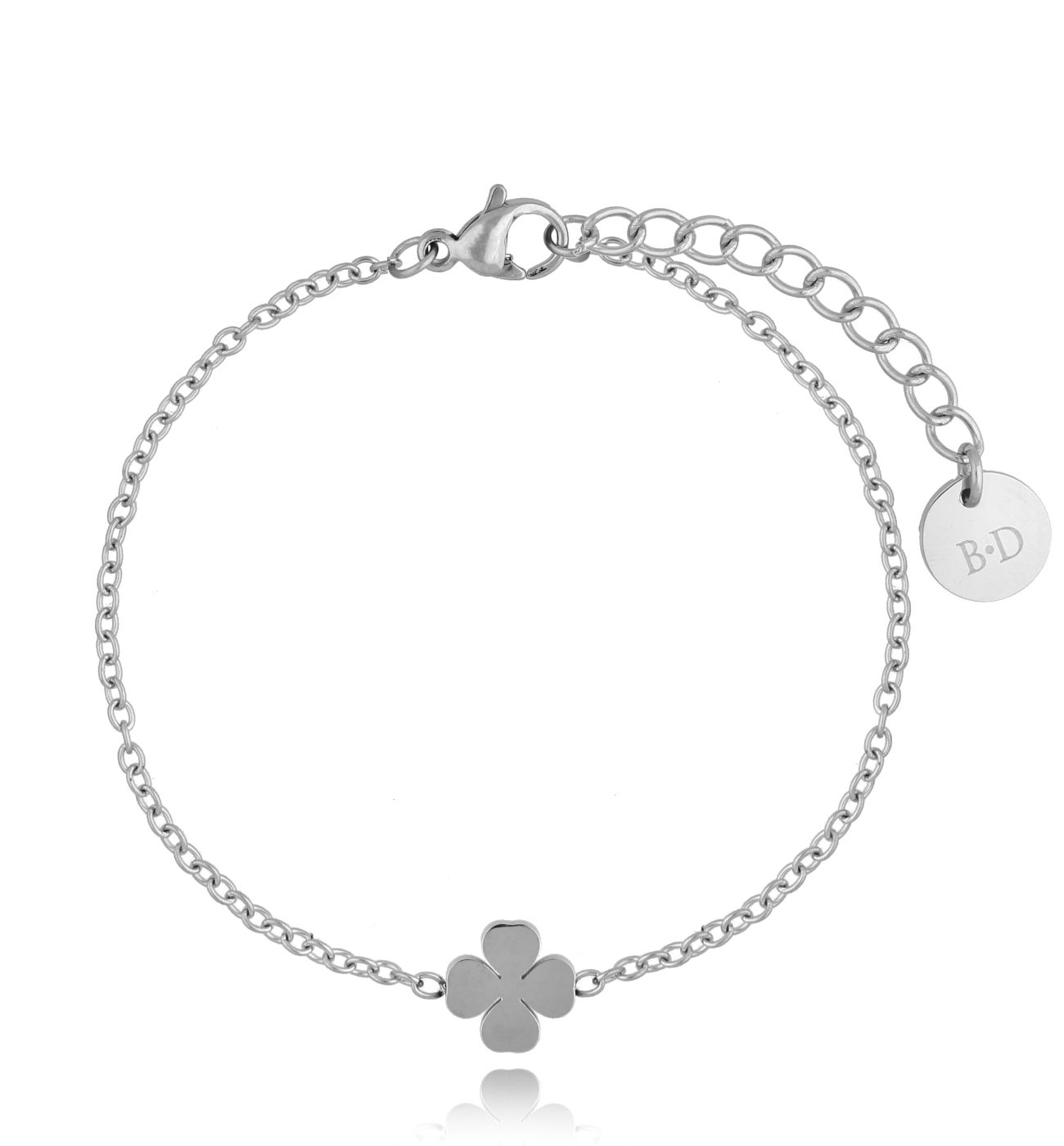 Bransoletka srebrna z koniczynką Four-leaf Clover - By Dziubeka