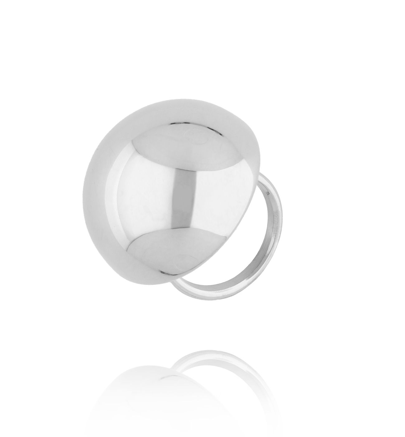 Pierścionek z półkulą srebrny duży Geometric Harmony - By Dziubeka