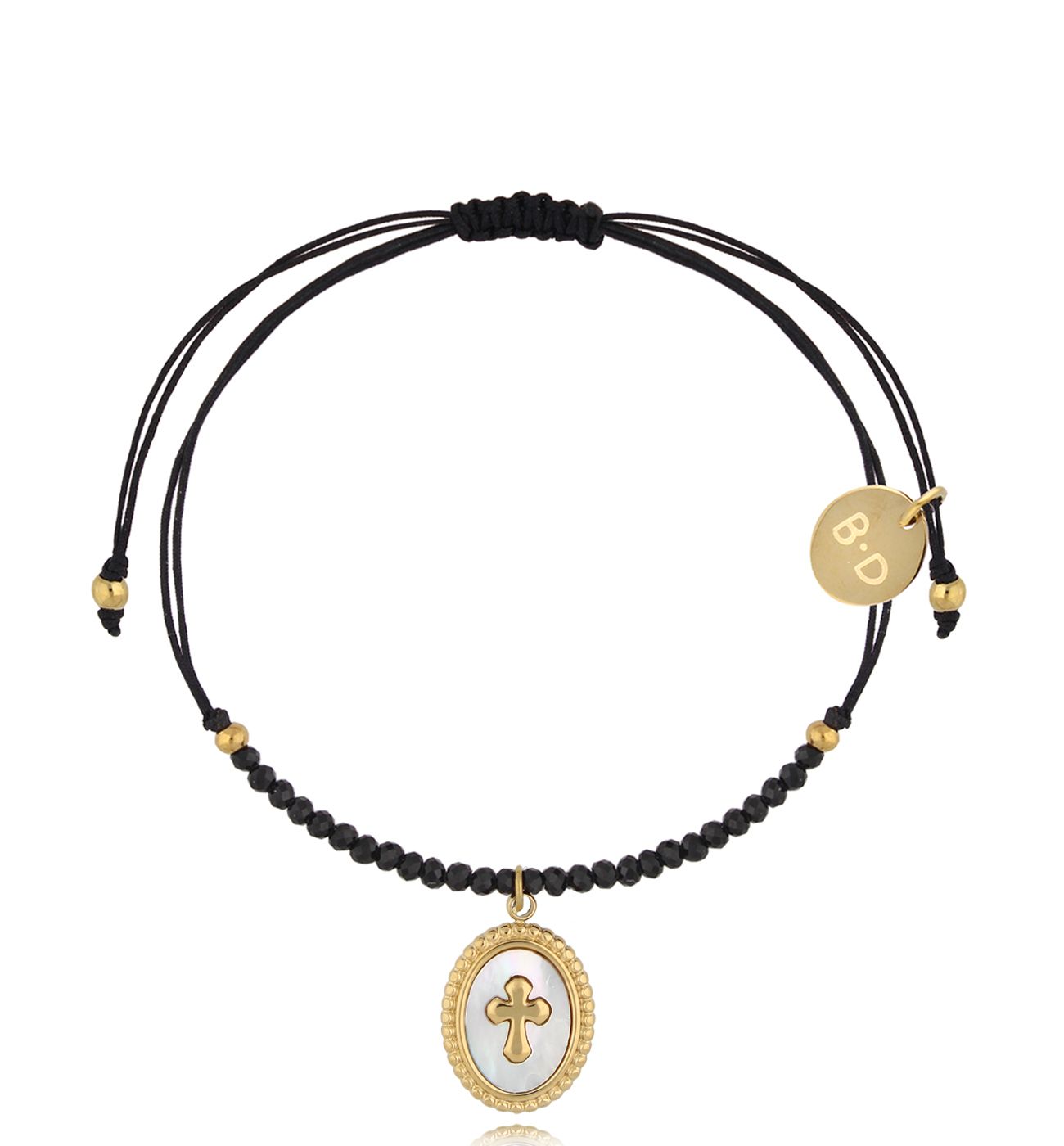 Bransoletka z turmalinami i złotym medalikiem Feliz BMT0240 - By Dziubeka