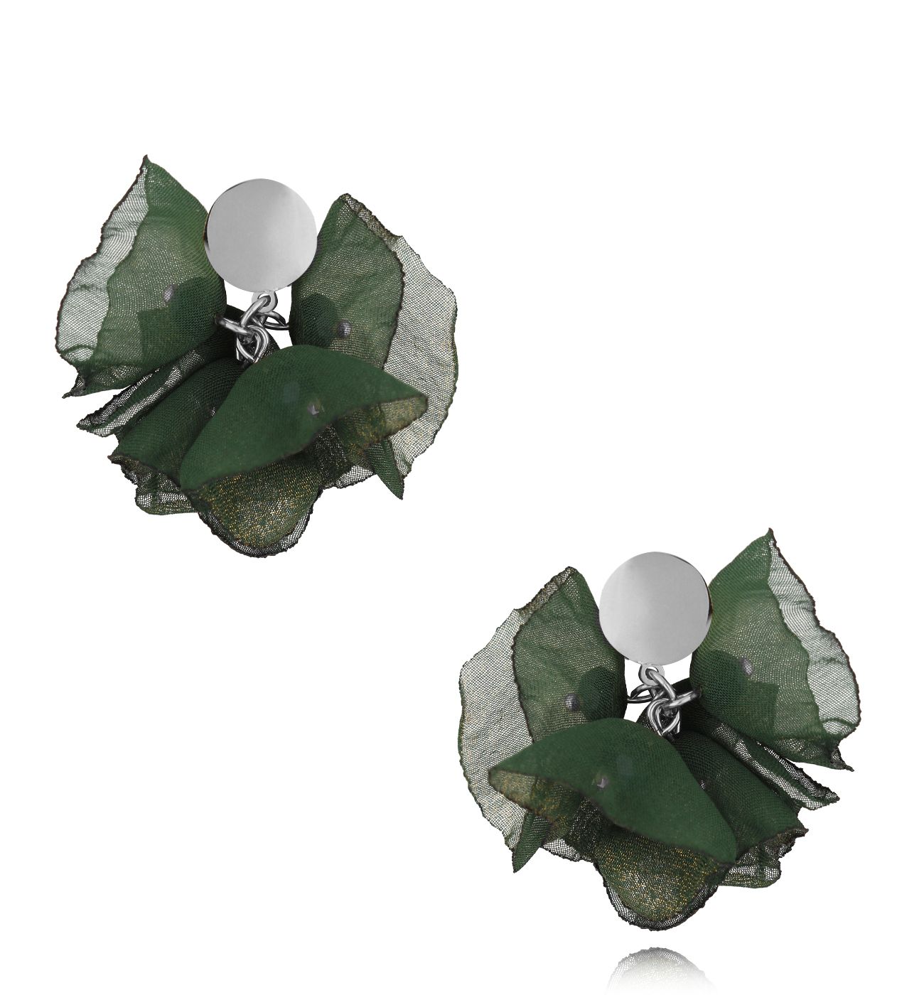 Kolczyki z szyfonu małe zielone Nue - By Dziubeka