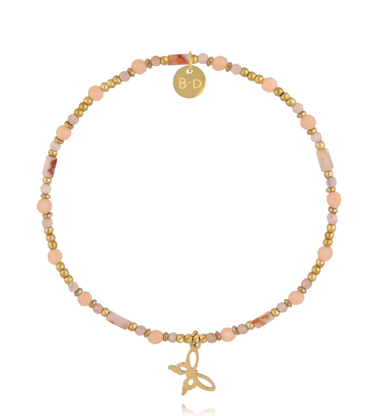 Bransoletka z kamieniami słonecznymi i motylkiem BTW3453