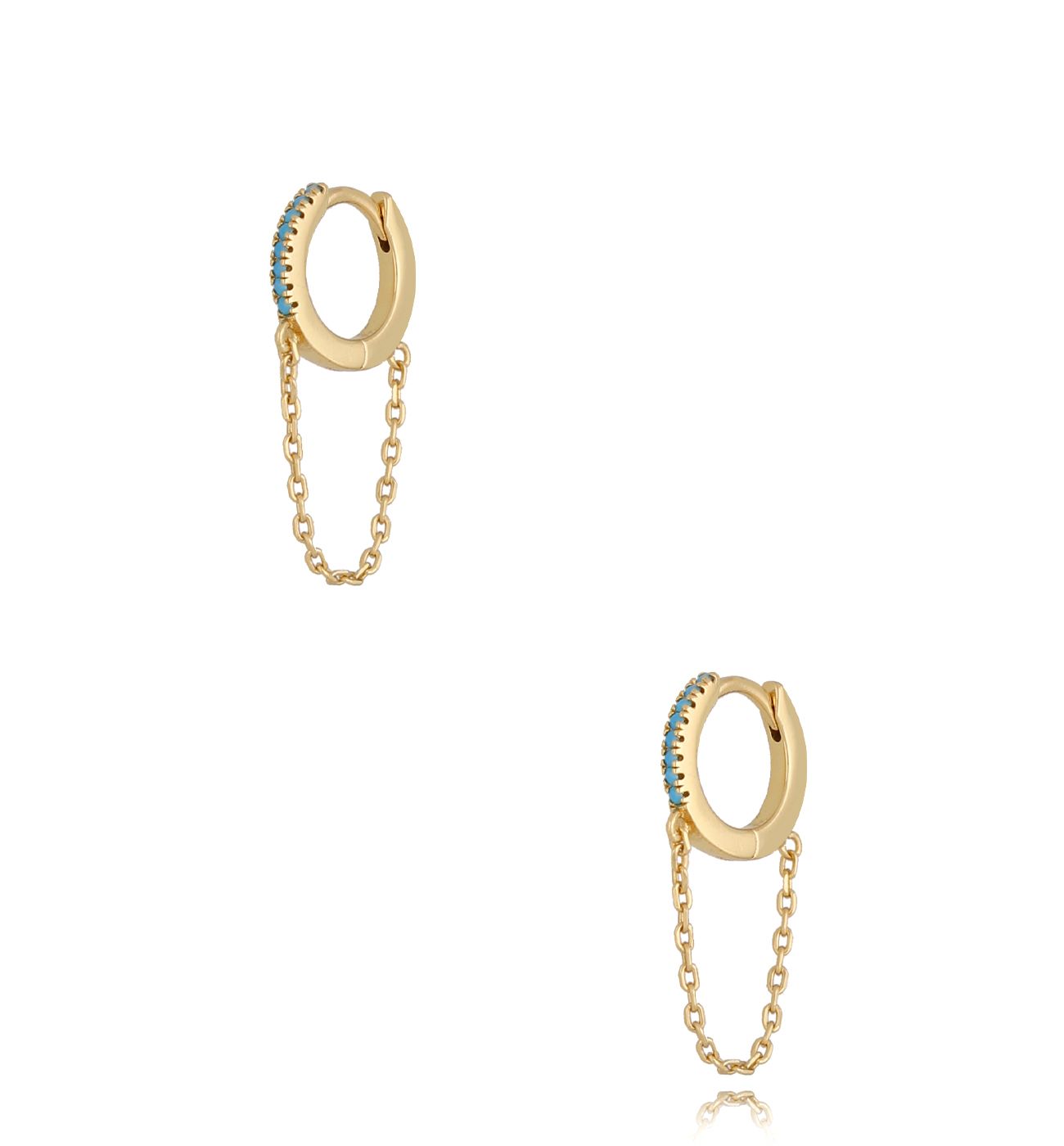 Kolczyki z turkusami i łańcuszkami Onda KFA0073