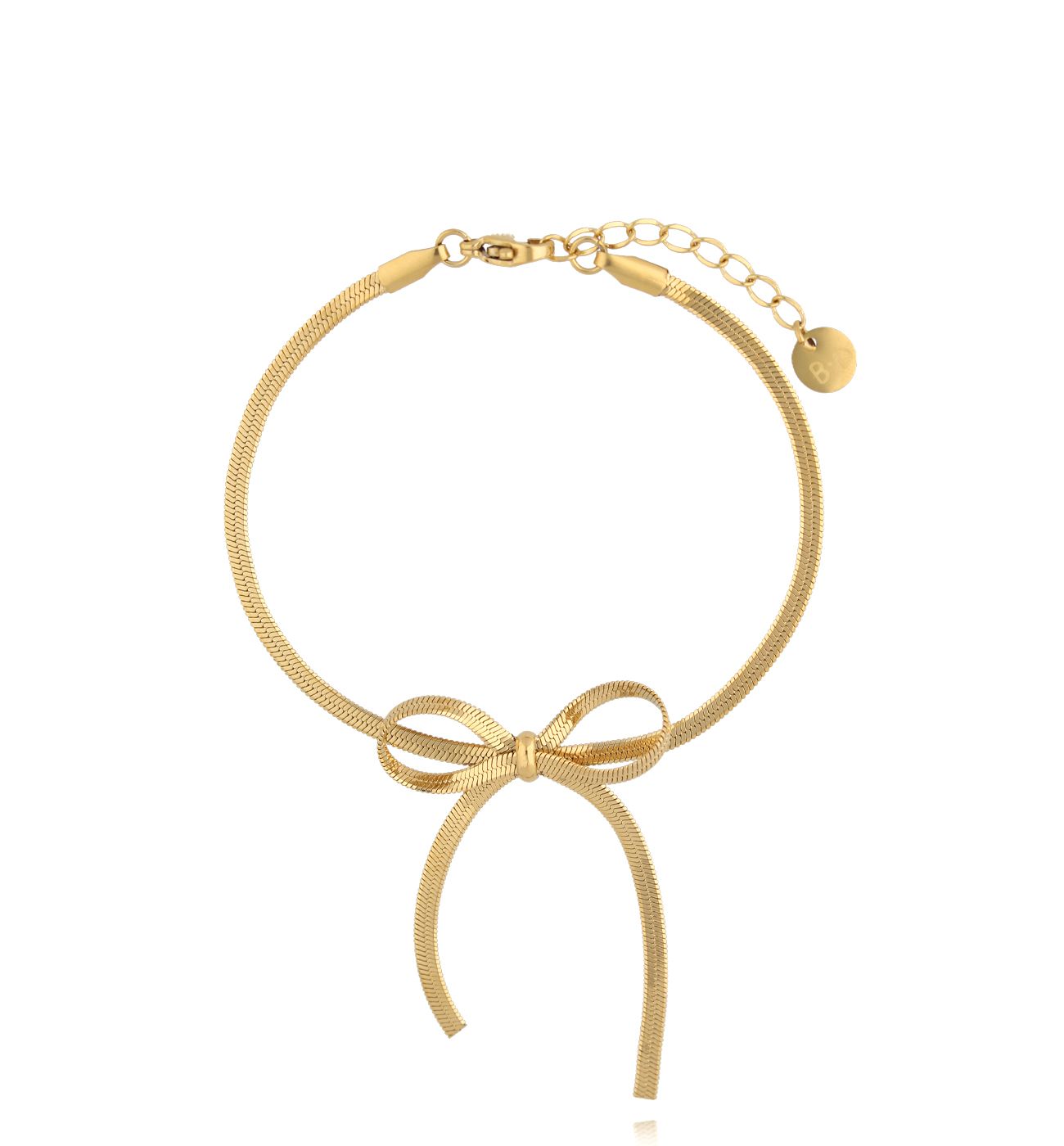 Bransoletka złota z kokardką BSY0302 - By Dziubeka