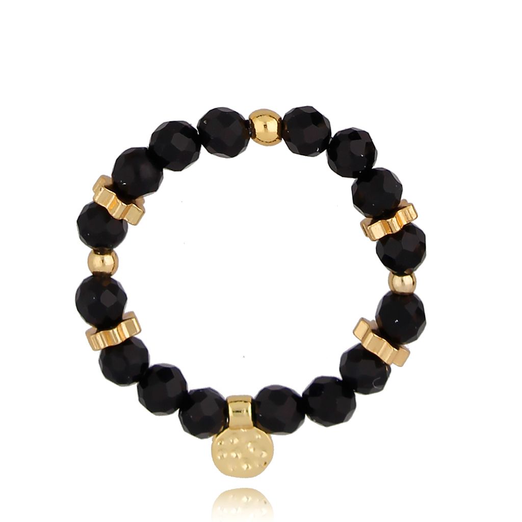 Pierścionek z czarnymi agatami Aradia PSC0298 - By Dziubeka