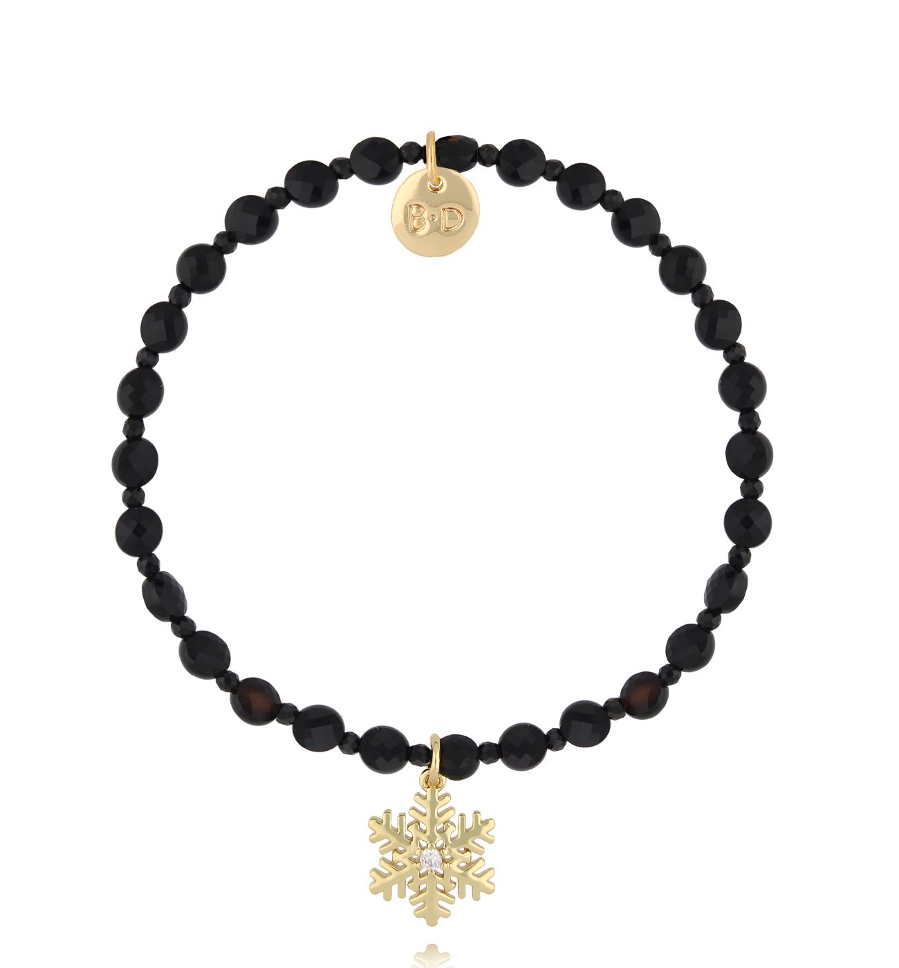 Bransoletka czarna ze śnieżynką - By Dziubeka