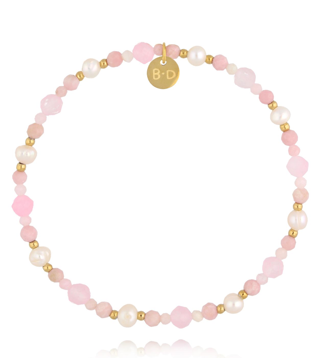 Bransoletka różowa z perełkami - By Dziubeka