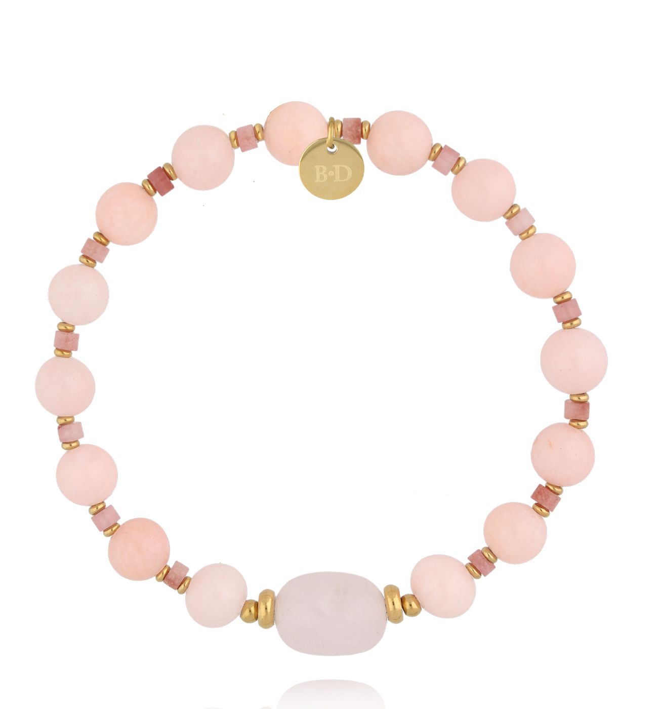 Bransoletka z jadeitami i kwarcami różowymi - By Dziubeka