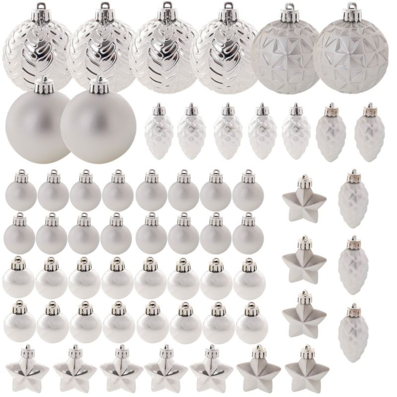Bombki Choinkowe KADAX Nietłukące Bombka Na Choinkę Ozdoby Srebrne Zestaw 60 szt