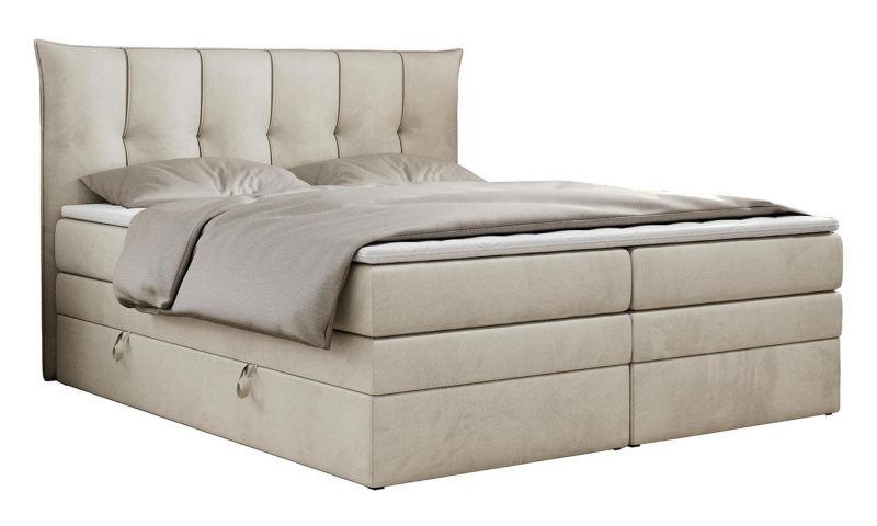 Łóżko kontynentalne MKS Meble PREMIUM 10 KING 160x200 H4 Beżowy welvet 1szt.