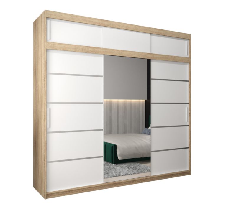 Szafa przesuwna Abiks Verona 2 250 sonoma + biały z nadstawką 1 szt.