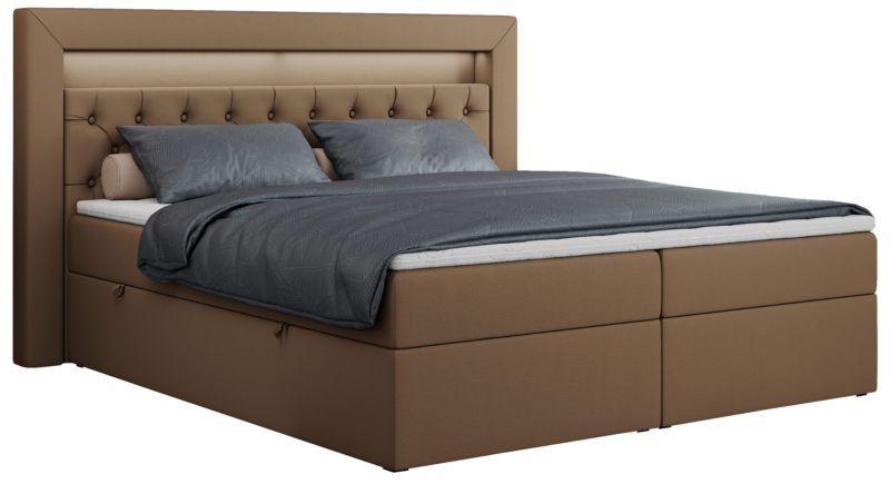 Łóżko kontynentalne MKS Meble GOLD 6 120x200 H3 Brązowy ecoskóra 1szt.