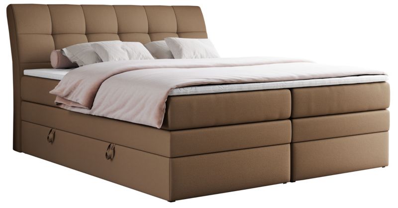 Łóżko kontynentalne MKS Meble GOLD 10 KING 180x200 H4 Brązowy ecoskóra 1szt.