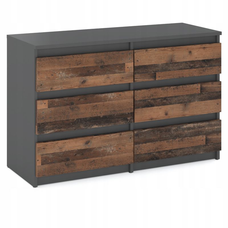 Komoda Z 6 Szufladami Stiv-Meble Szary Mat Vintage Old Szafka Rtv 100X33,5X71,5 Cm 1Szt.