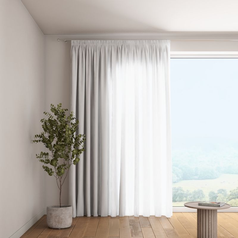 Zasłona na taśmie marszczącej 1 szt. 130 x 245 cm Dekoria prześwitujący, złamana biel 1 szt.