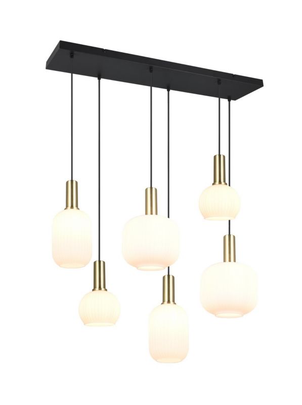 Lampa wisząca Trio Diva czarno-biała-mosiężny wym: 150 x 92 x 35 cm 6xE27 x 1 szt.